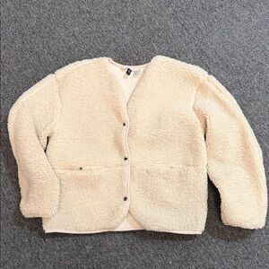 H&M Cream Sherpa Hoodie Jacket